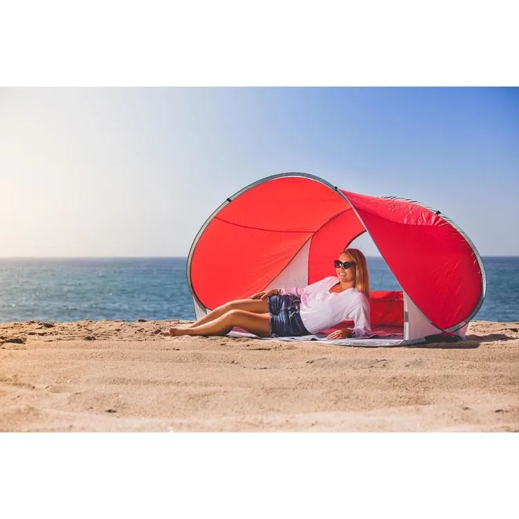 Manta Portable Sun Shelter, Red with Gray Trim