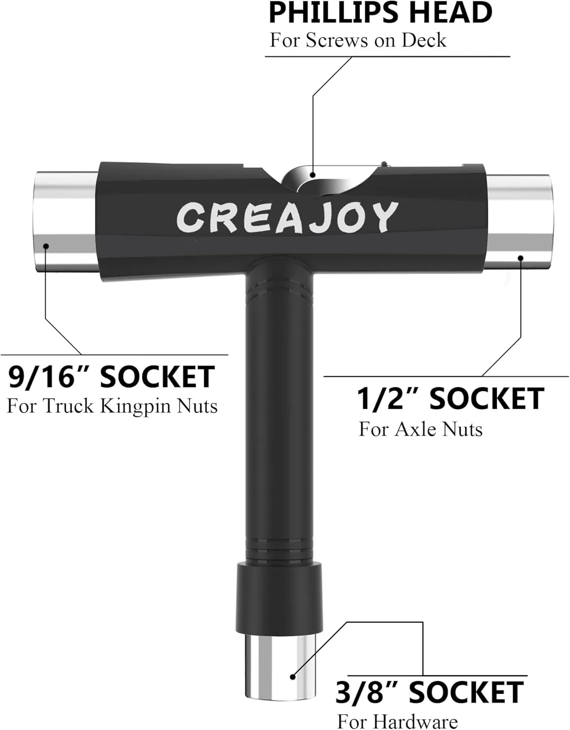 Multi-Functional Portable Roller Skate Tool, Skateboard T Tool