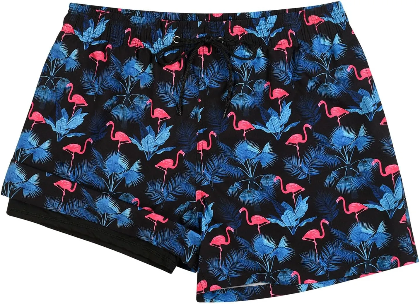 Mywu Mens Swim Trunks with Compression Liner 5 Inch Board Shorts Quick Dry Swimwear 2 in 1 Beach Shorts Bathing Suit