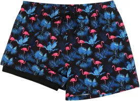 Mywu Mens Swim Trunks with Compression Liner 5 Inch Board Shorts Quick Dry Swimwear 2 in 1 Beach Shorts Bathing Suit