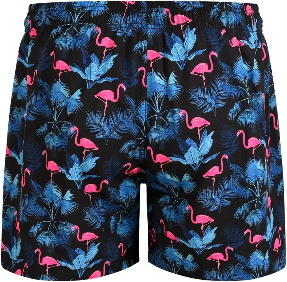 Mywu Mens Swim Trunks with Compression Liner 5 Inch Board Shorts Quick Dry Swimwear 2 in 1 Beach Shorts Bathing Suit