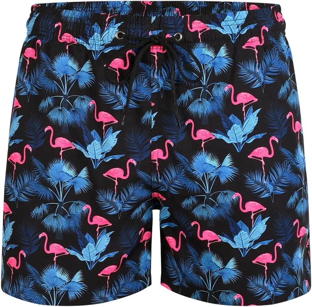 Mywu Mens Swim Trunks with Compression Liner 5 Inch Board Shorts Quick Dry Swimwear 2 in 1 Beach Shorts Bathing Suit
