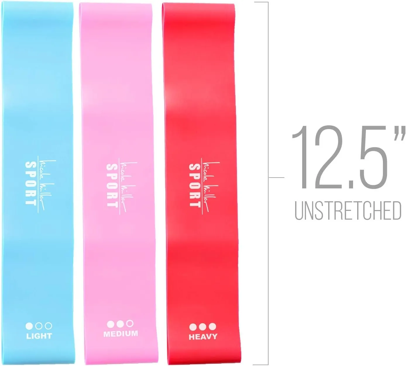 Nicole Miller Resistance Bands Set Exercise Workout Bands Loops, 3 Pack