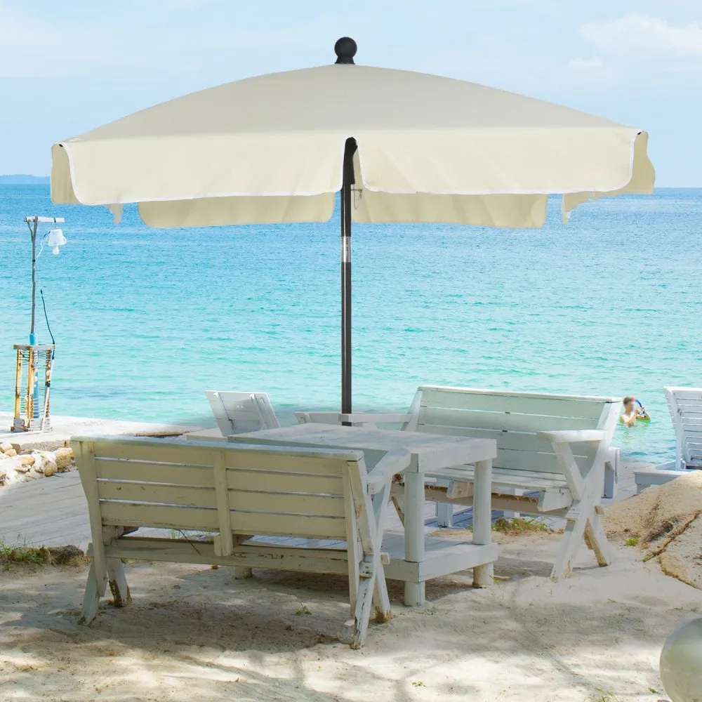 Oasis Rectangular Patio Umbrella Parasol with Tilt - Cream