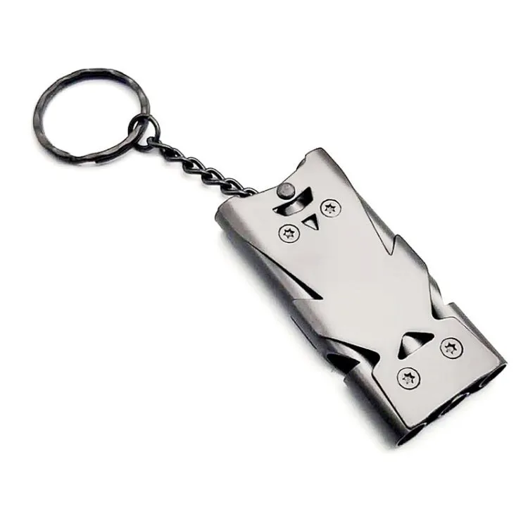 Outdoor High Decibel Stainless Steel Three-Tube Survival Rescue Whistle(Grey)