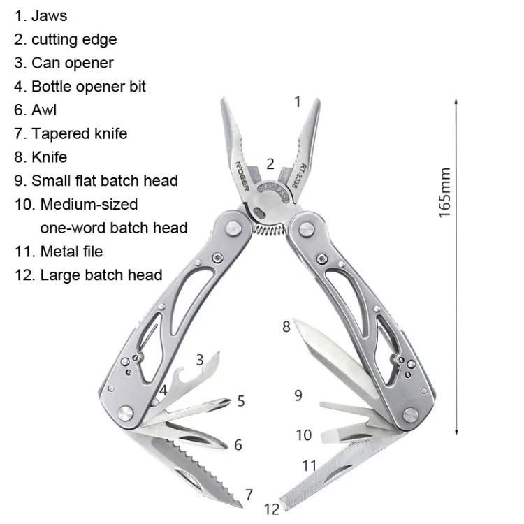 RDEER RT-2338 Multifunctional Pliers Folding Knife Outdoor Home Emergency Tool