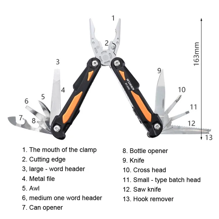 RDEER RT-2352 Multifunctional Pliers Folding Knife Outdoor Home Emergency Tool