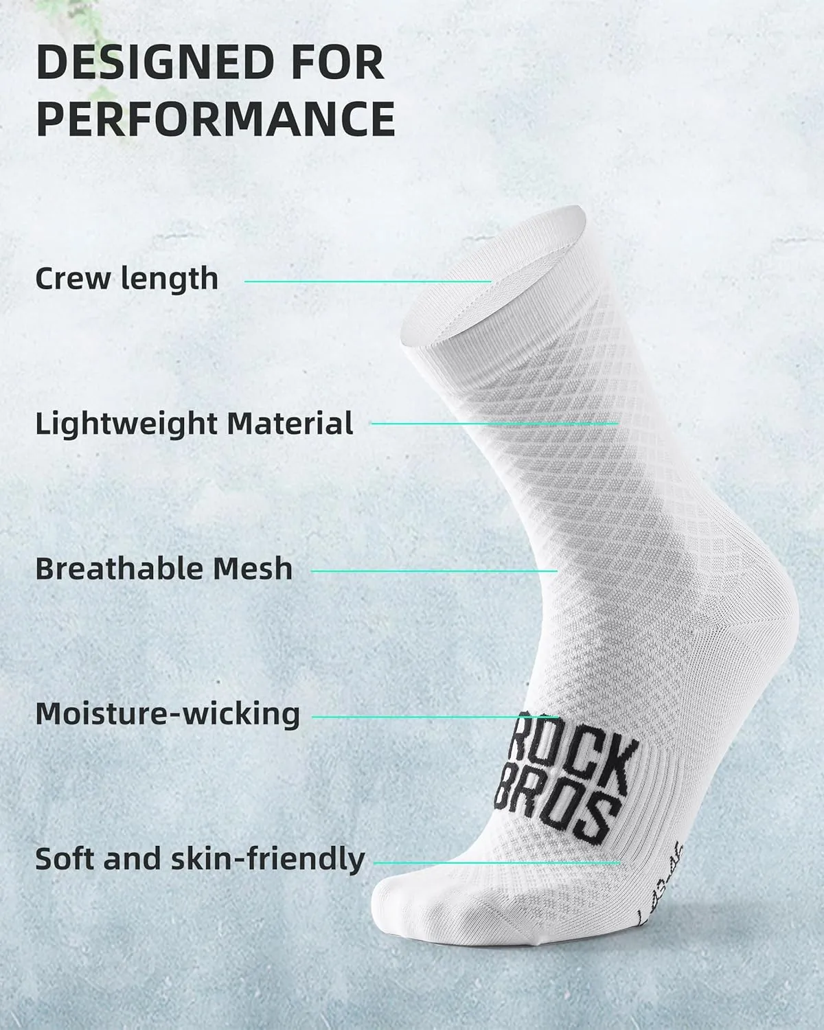 ROCKBROS Cycling Socks for Men Women Breathable Wicking Bike Socks, Compression Fit, Tall Crew, Road to Sky Series