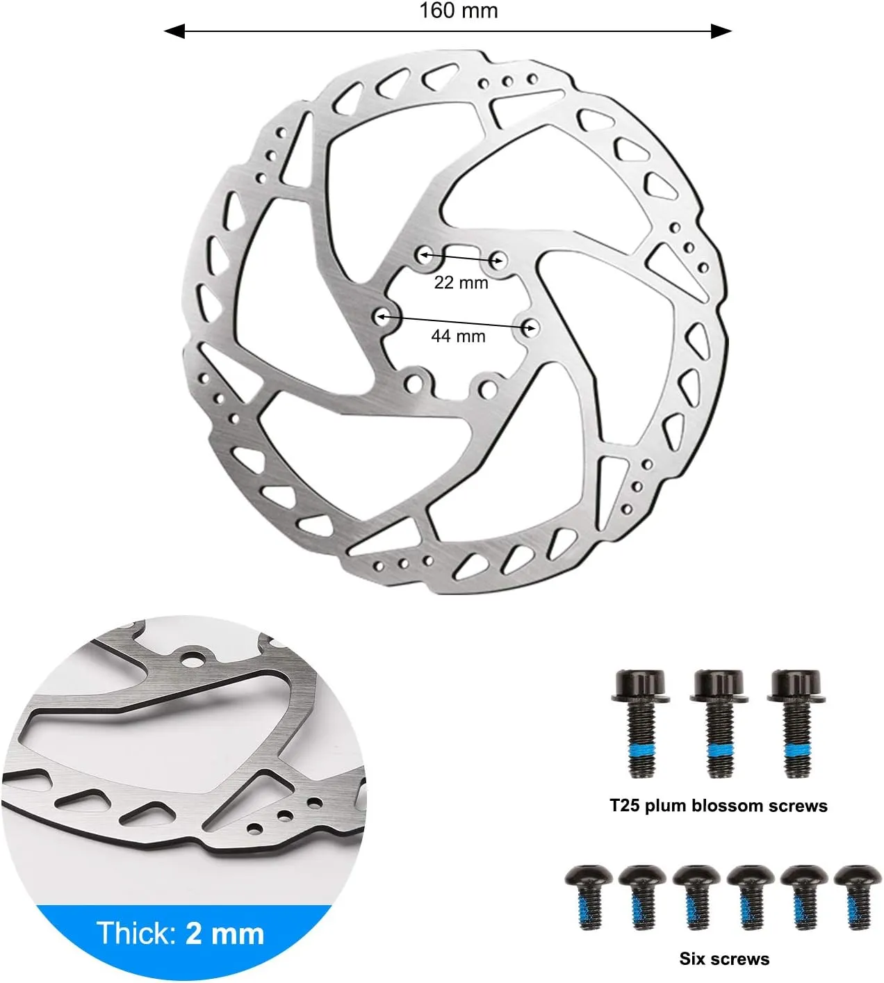 RUJOI Bike Disc Brake Kit, Aluminum Front and Rear Caliper, Full Aluminum Alloy Bicycle Brake Lever, 160mm Rotor, Mechanic Tool-Free Pad Adjuster for Road Bike, Mountain Bike