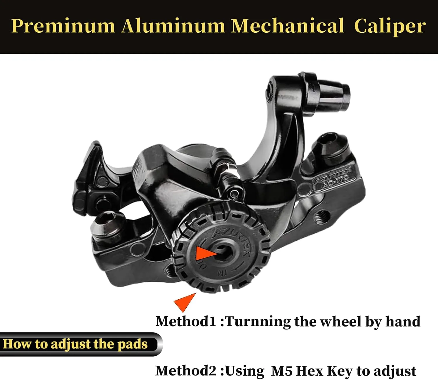 RUJOI Bike Disc Brake Kit, Aluminum Front and Rear Caliper, Full Aluminum Alloy Bicycle Brake Lever, 160mm Rotor, Mechanic Tool-Free Pad Adjuster for Road Bike, Mountain Bike