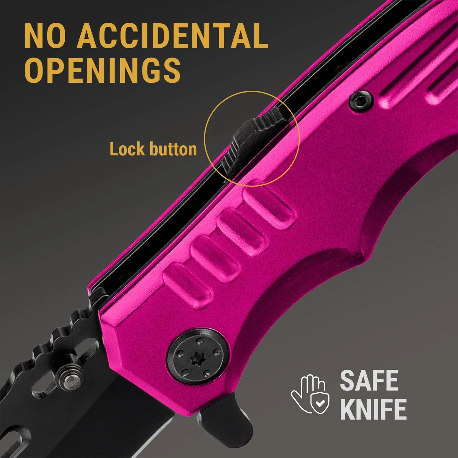 Safety Lock Pocket Knife for Women - Spring Assisted Knife Cute Knives - Self Defense Tool Accessory - Hot Pink Folding Sharp Blade - Gifts for Wife Girlfriend Girl - Best Mothers Gift Idea 6681 P