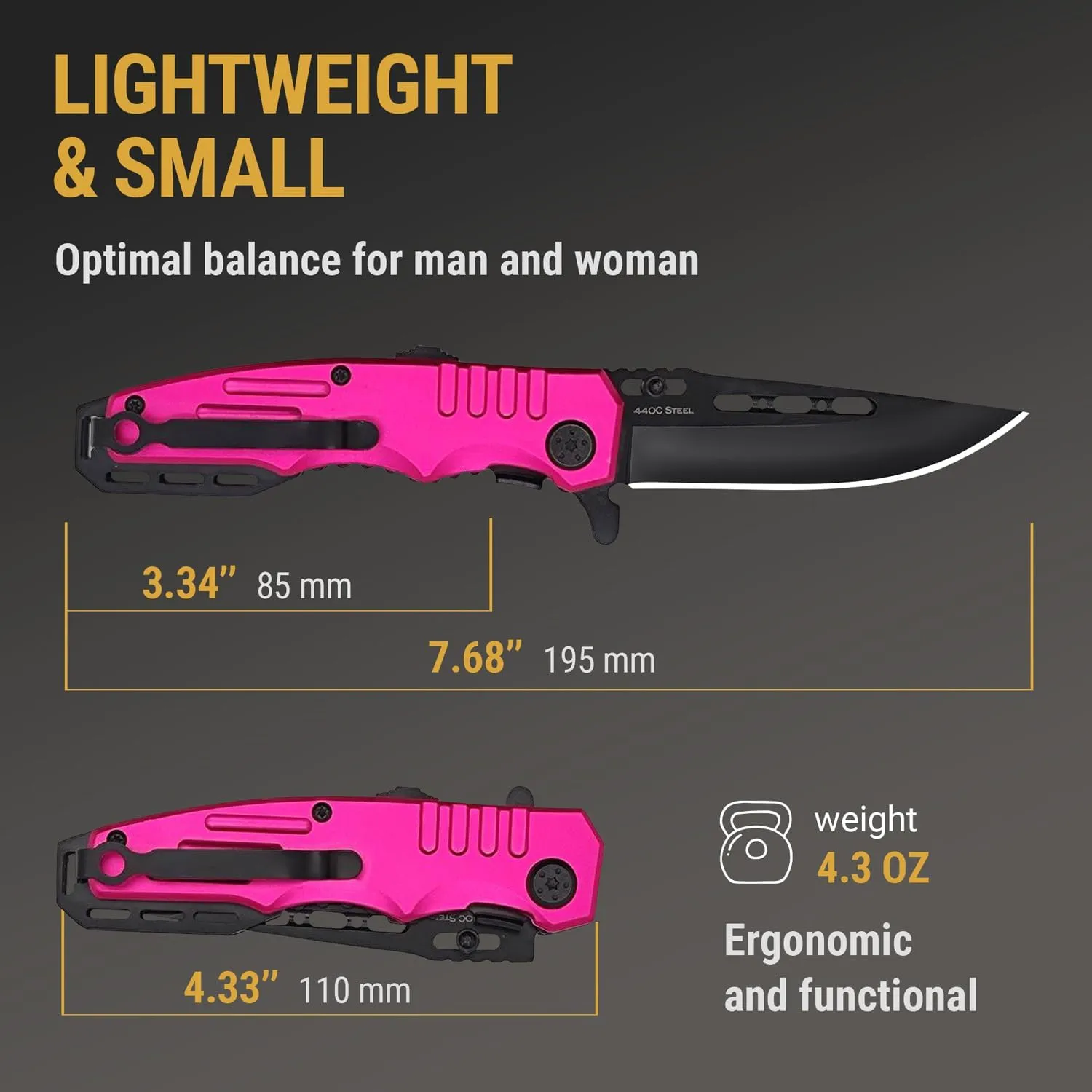 Safety Lock Pocket Knife for Women - Spring Assisted Knife Cute Knives - Self Defense Tool Accessory - Hot Pink Folding Sharp Blade - Gifts for Wife Girlfriend Girl - Best Mothers Gift Idea 6681 P