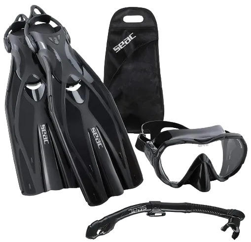 Seac Frameless Scuba Mask Fin Snorkel Set, Scuba Dive Gear Package