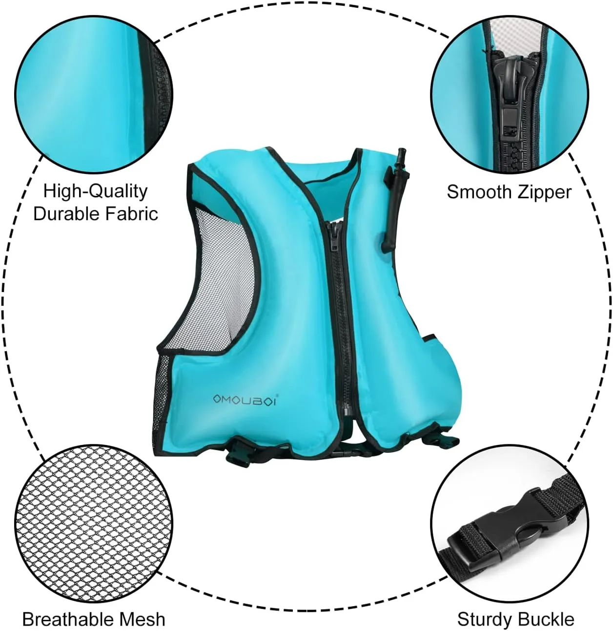 Snorkel Vest for Adults, Inflatable Snorkeling Vest, Swim Jackets, Inflatable Safety Float Jackets for Women/Men, 40-100kg, Swimming Vests for Kayaking, Paddle Boarding, Fishing, Surfing