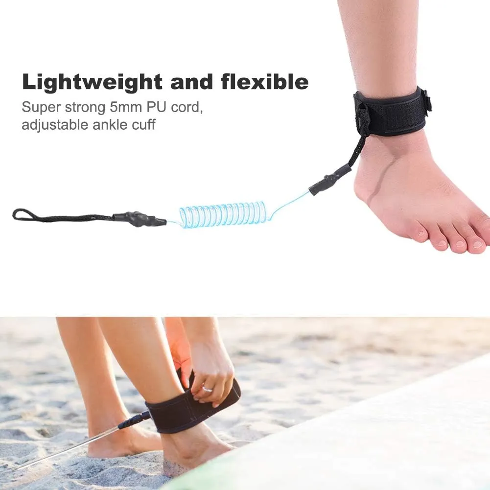 Surfboard Leash, Paddleboard Accessories PU and Neoprene Surf Leash with 5mm PU Cord for Surfboard