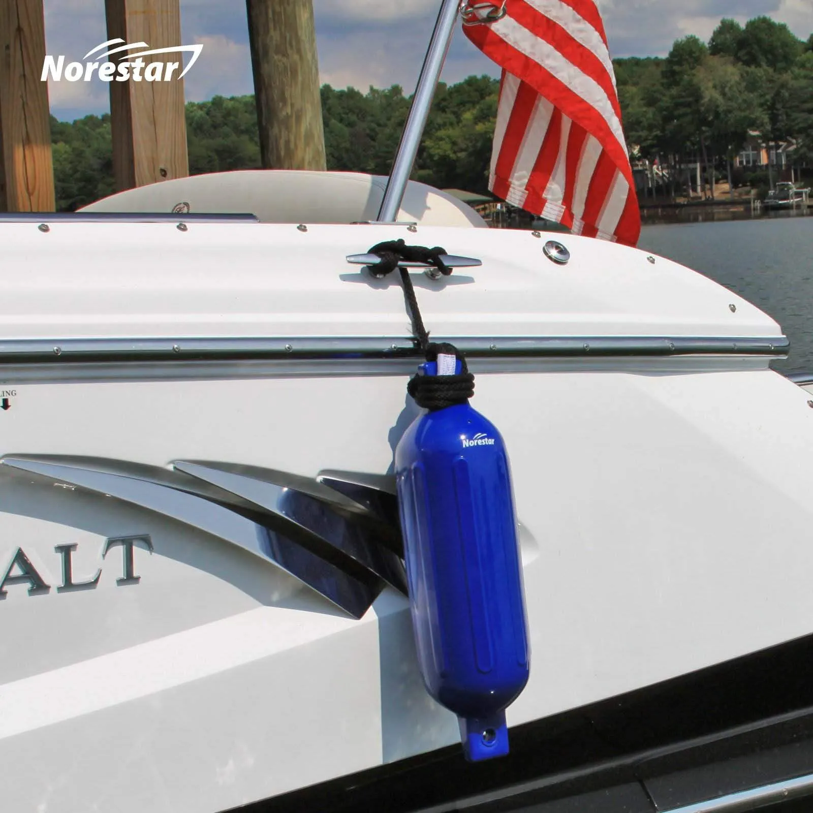 Two-Pack Double-Eye Ribbed Boat Fenders, Deflated