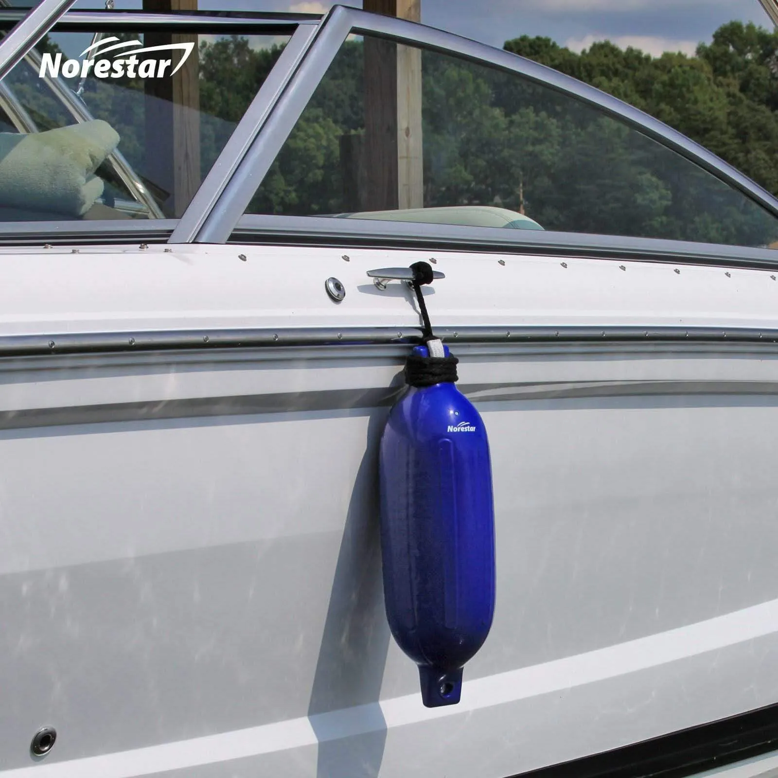 Two-Pack Double-Eye Ribbed Boat Fenders, Deflated