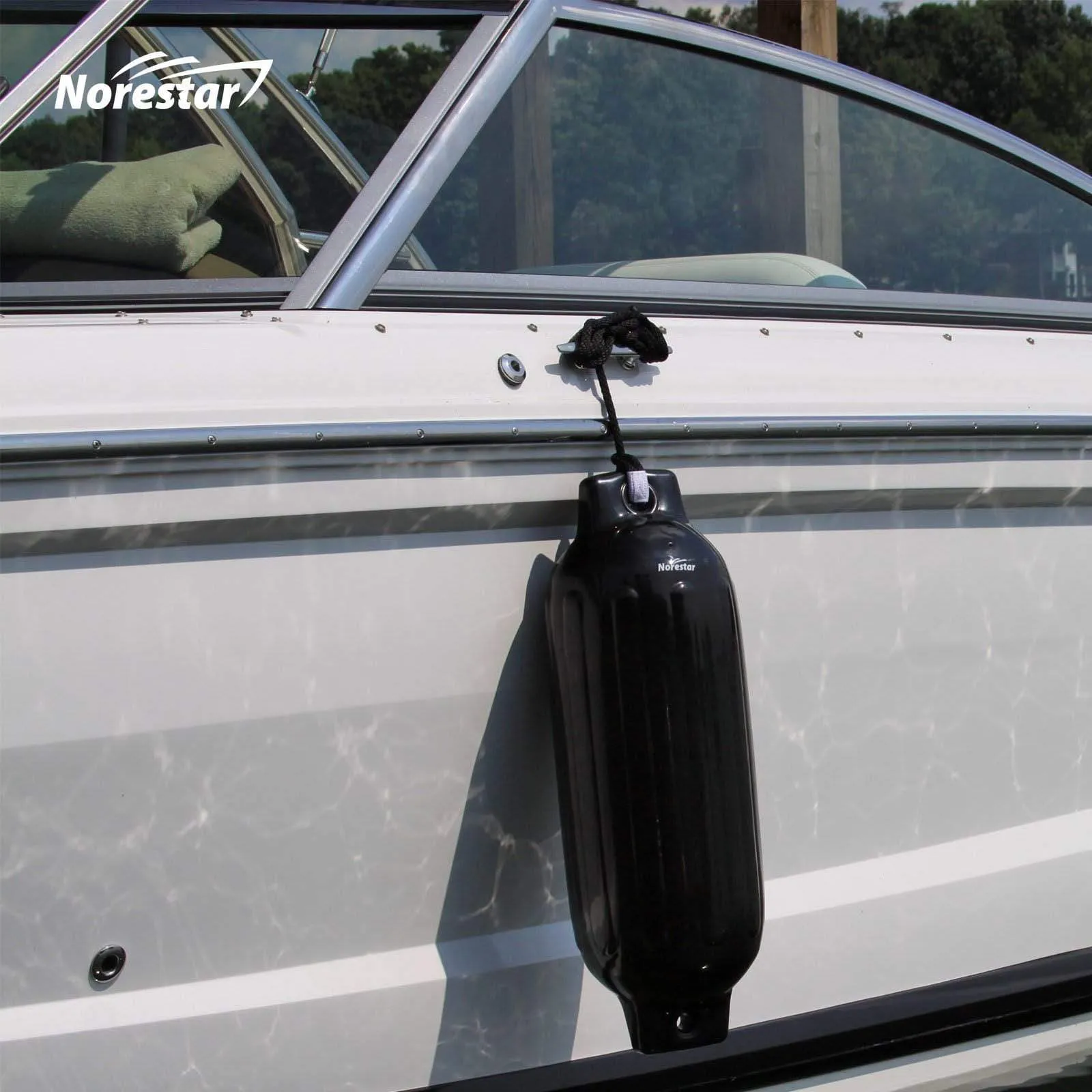 Two-Pack Double-Eye Ribbed Boat Fenders, Deflated
