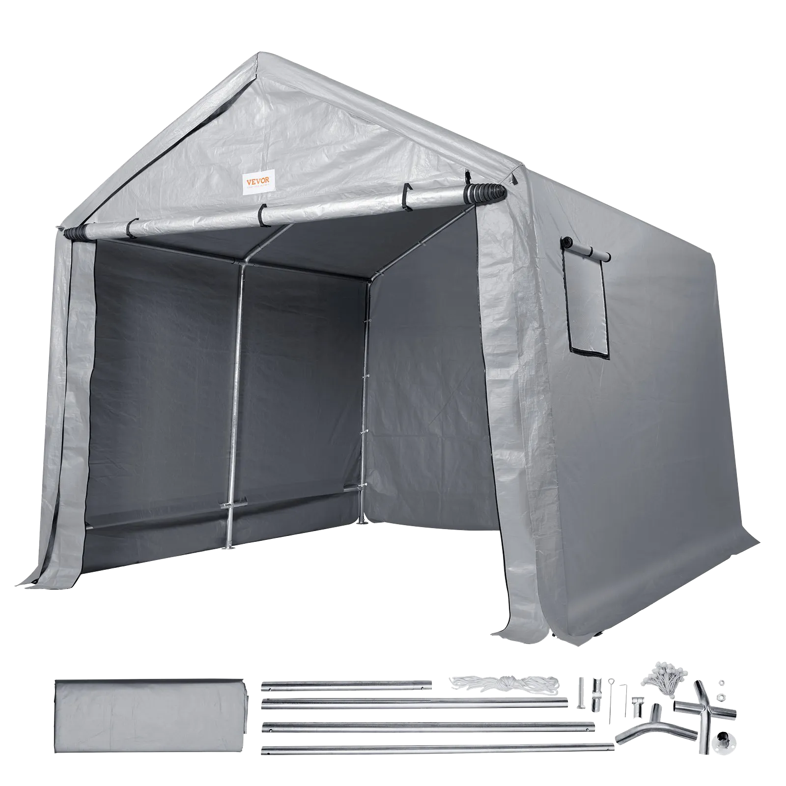 Vevor Outdoor Storage Shelter 8' x 14' x 7.6' Portable Shed with Roll-Up Zipper Door and Ventilated Windows New
