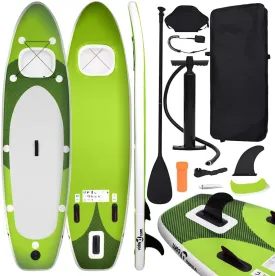 vidaXL Inflatable Stand Up Paddle Board Set Green 141.7x31.9x3.9