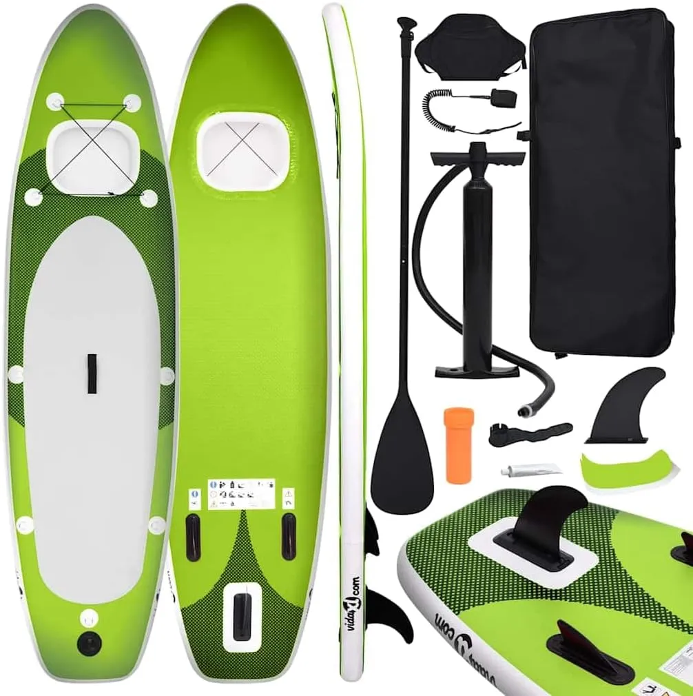 vidaXL Inflatable Stand Up Paddle Board Set Green 141.7x31.9x3.9
