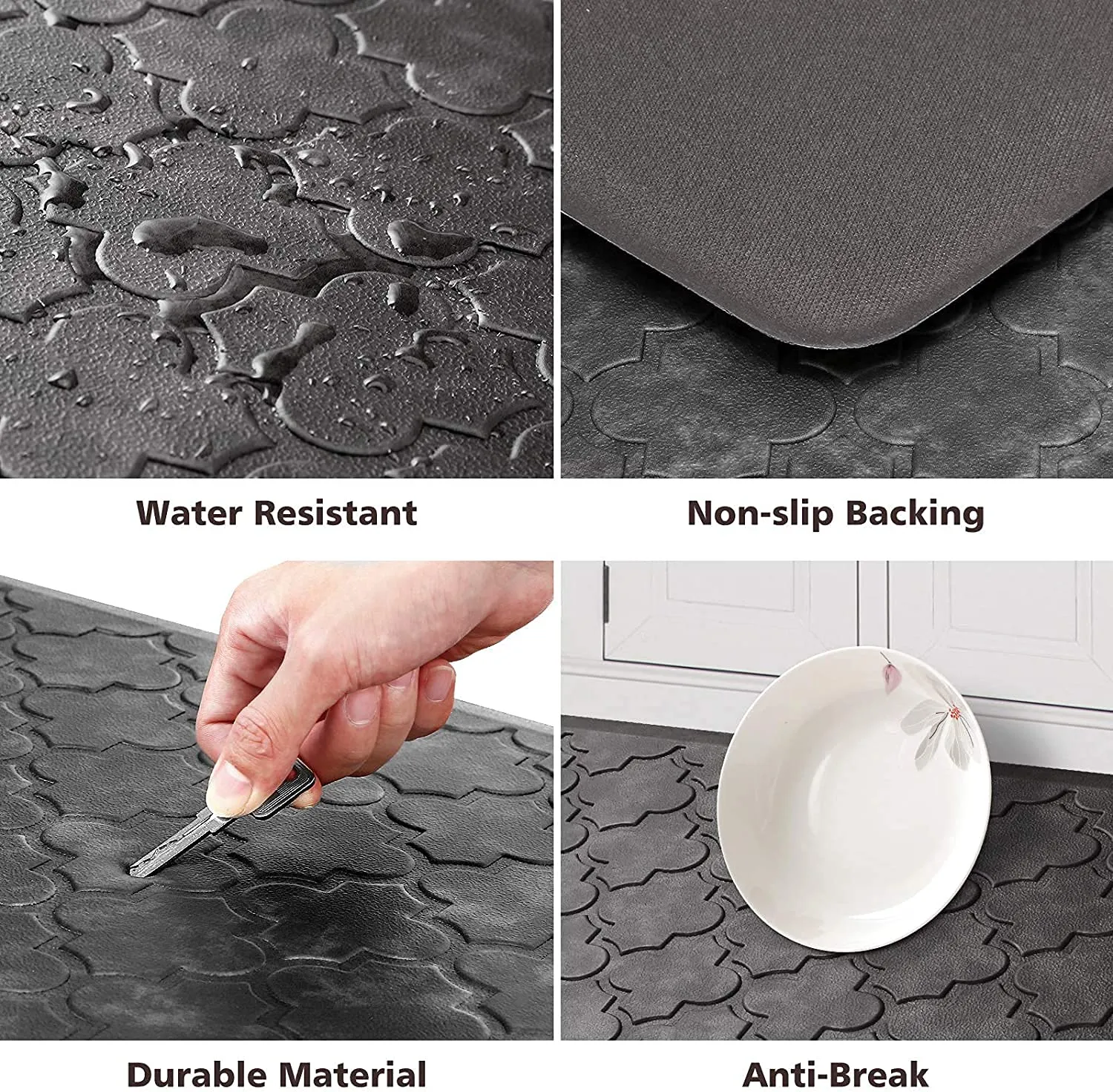 WISELIFE Kitchen Mat Cushioned Anti Fatigue Floor Mat,17.3"x39", Thick Non Slip Waterproof Kitchen Rugs and Mats,Heavy Duty Foam Standing Mat for Kitchen,Floor,Home,Office,Desk,Sink, Grey