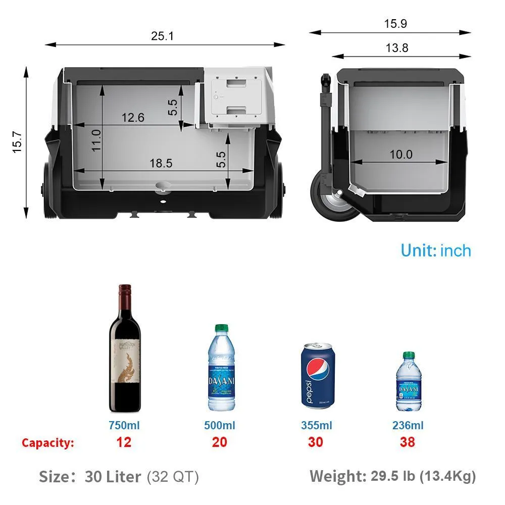 X30A Combo, 32 Quarts Solar Freezer & Extra 173Wh Battery (2 Batteries) by ACOPOWER