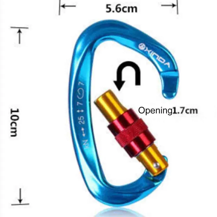 XINDA XD-Q9628 Professional Climbing D-shaped Master Lock Carabiner Safety Buckle Outdoor Climbing Equipment Supplies(Orange)