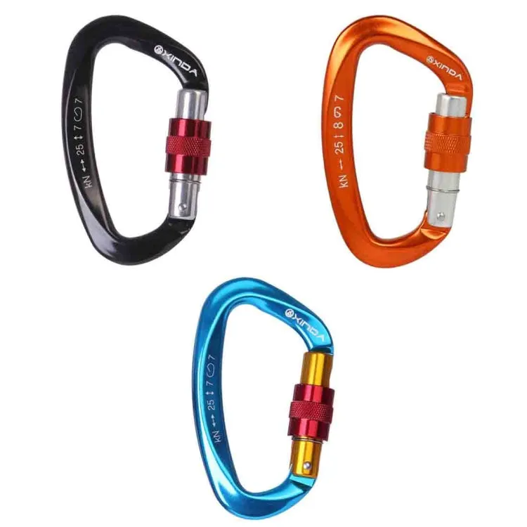 XINDA XD-Q9628 Professional Climbing D-shaped Master Lock Carabiner Safety Buckle Outdoor Climbing Equipment Supplies(Orange)