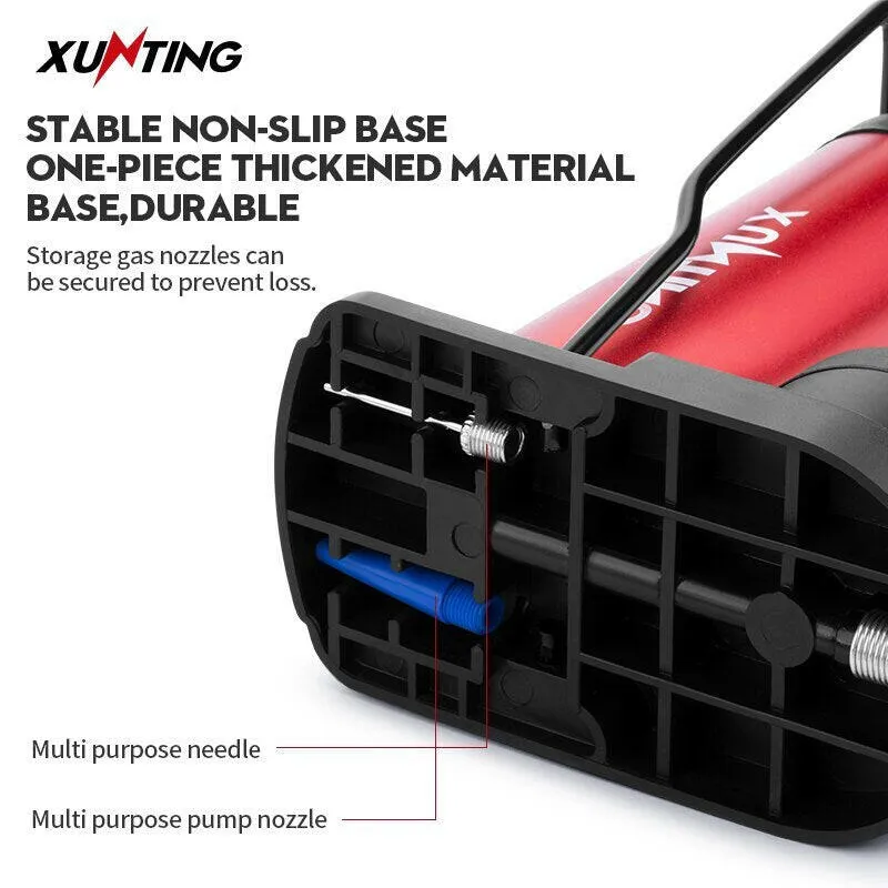 Xunting Mini Bike Foot Pump MAX 140PSI with Gauge Presta Schrader Valve with Needle for Road Mountain Bicycle Pump